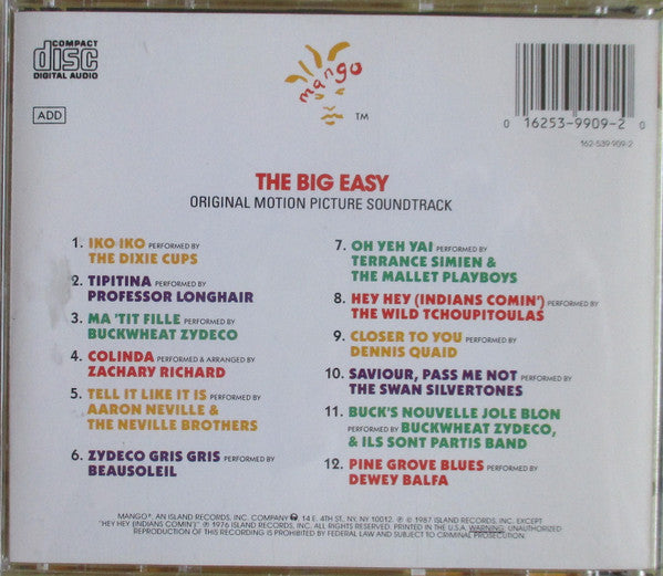 Various : The Big Easy (Original Motion Picture Soundtrack) (CD, Comp, RE)