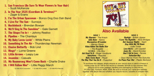 Various : 1 Hit Wonders Of The 60's (CD, Comp)