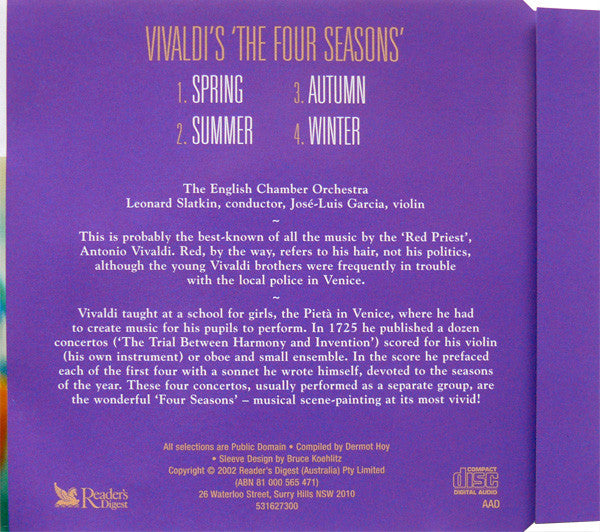 Antonio Vivaldi : Vivaldi's 'The Four Seasons' (CD, Album, RE, Sli)