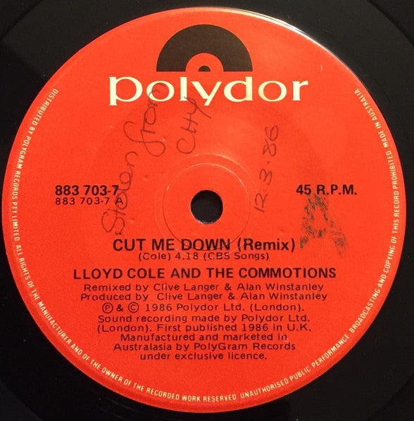Lloyd Cole & The Commotions : Cut Me Down (Remix) (7", Single)