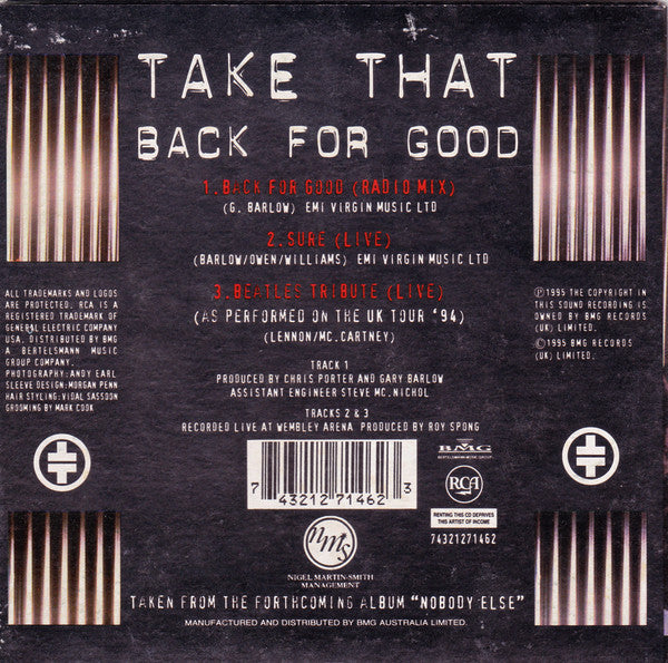 Take That : Back For Good (CD, Single, Car)