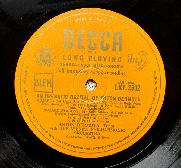 Anton Dermota, Robert Schumann, Hugo Wolf, Richard Strauss, Wolfgang Amadeus Mozart : Reicital (LP, Mono)