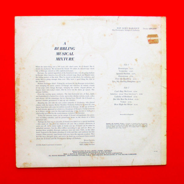 Helmut Zacharias Und Seine Verzauberten Geigen : Pop Goes Baroque (LP, Album, RE)