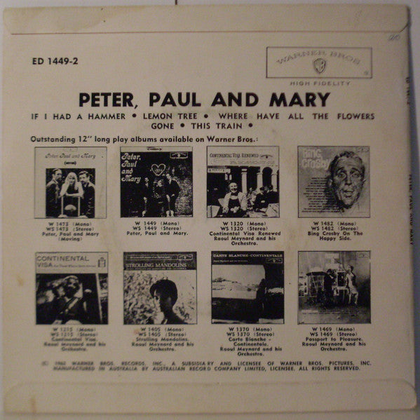 Peter, Paul & Mary : Peter, Paul And Mary (7", EP)