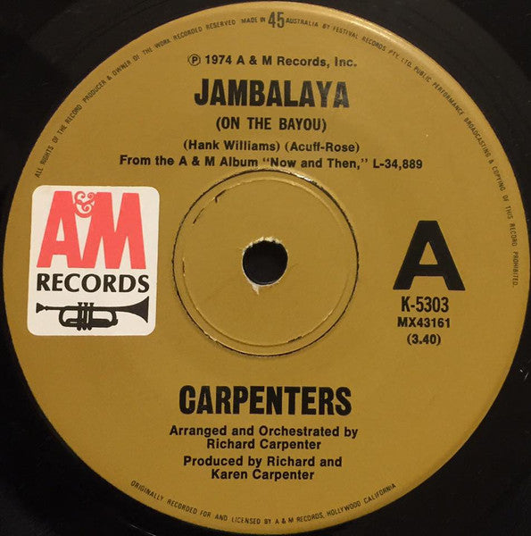 Carpenters : Jambalaya (On The Bayou) (7", Single)