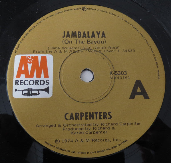 Carpenters : Jambalaya (On The Bayou) (7", Single)