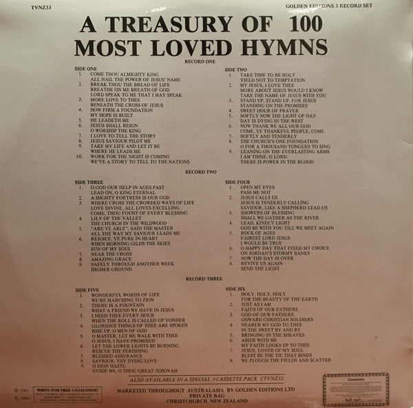 Unknown Artist : A Treasury Of 100 Most Loved Hymns (3xLP, Album, Comp)