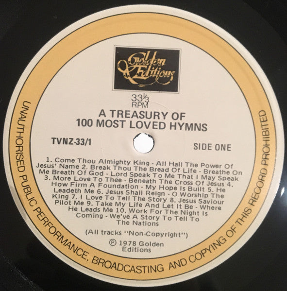 Unknown Artist : A Treasury Of 100 Most Loved Hymns (3xLP, Album, Comp)