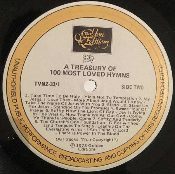 Unknown Artist : A Treasury Of 100 Most Loved Hymns (3xLP, Album, Comp)