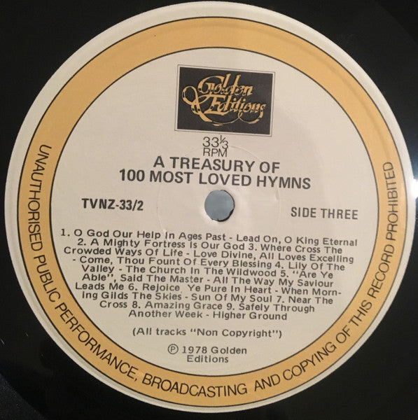 Unknown Artist : A Treasury Of 100 Most Loved Hymns (3xLP, Album, Comp)