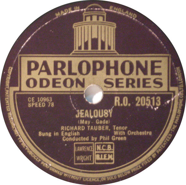 Richard Tauber : Jealousy / Love's Last Word Is Spoken (Shellac, 10")