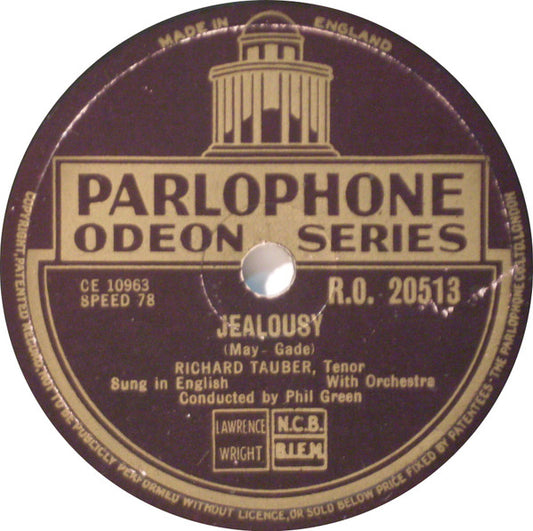 Richard Tauber : Jealousy / Love's Last Word Is Spoken (Shellac, 10")