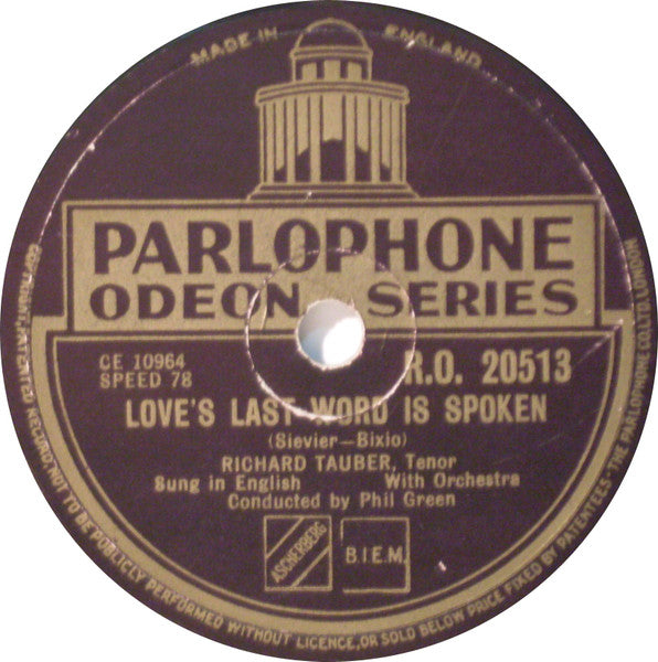 Richard Tauber : Jealousy / Love's Last Word Is Spoken (Shellac, 10")