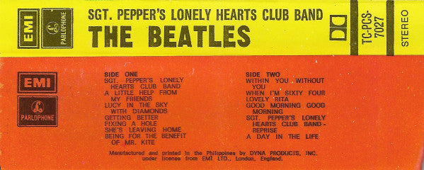 The Beatles : Sgt. Pepper's Lonely Hearts Club Band (Cass, Album, RE, Dol)