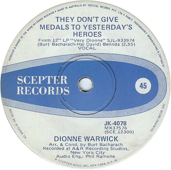 Dionne Warwick : The Green Grass Starts To Grow (7", Single)