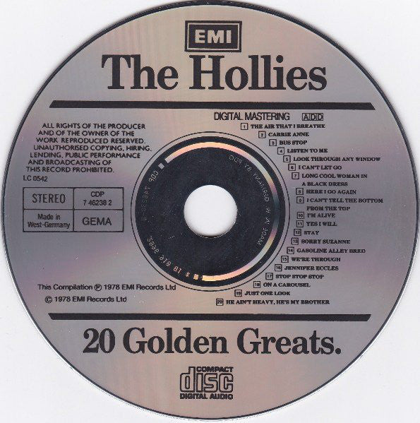 The Hollies : 20 Golden Greats (CD, Comp, RE, RM)