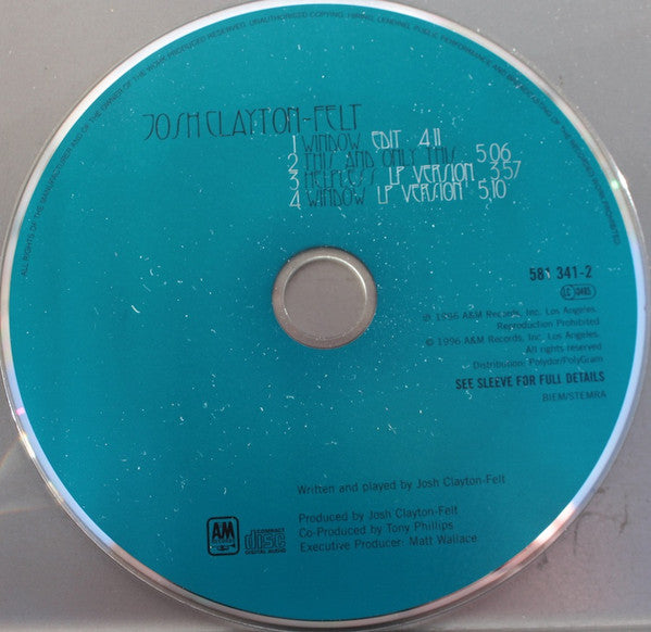 Josh Clayton-Felt : Window (CD, Single)