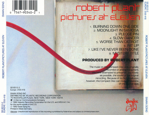 Robert Plant : Pictures At Eleven (CD, Album, RE)