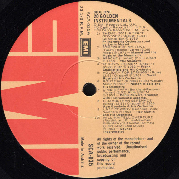 Various : 20 Golden Instrumentals (LP, Comp)