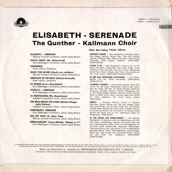 Günter Kallmann Chor : Elisabeth-Serenade (LP)