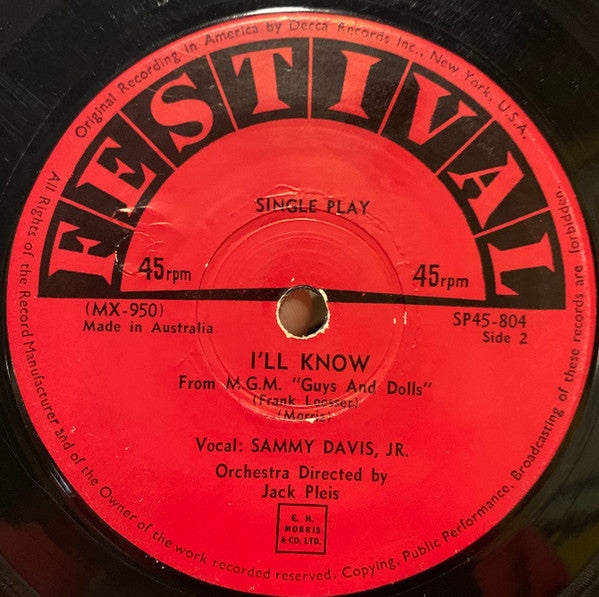 Sammy Davis Jr. : Adelaide (7", Single)