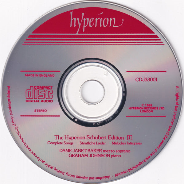 Dame Janet Baker*, Graham Johnson (2) : The Hyperion Schubert Edition 1 (CD, Album)