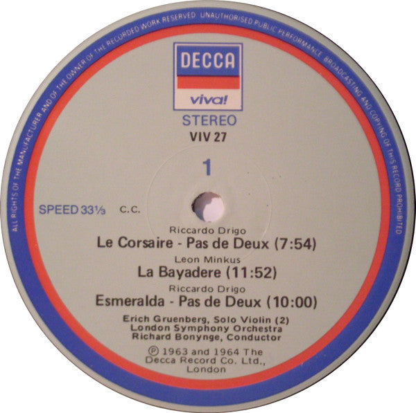 Ludwig Minkus, Riccardo Drigo, London Symphony Orchestra, Richard Bonynge : Pas De Deux  (LP)