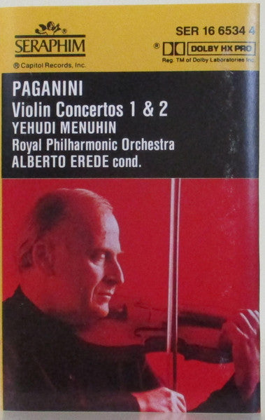 Niccolò Paganini, Yehudi Menuhin, Royal Philharmonic Orchestra, Alberto Erede : Violin Concertos 1 & 2 (Cass, RE)