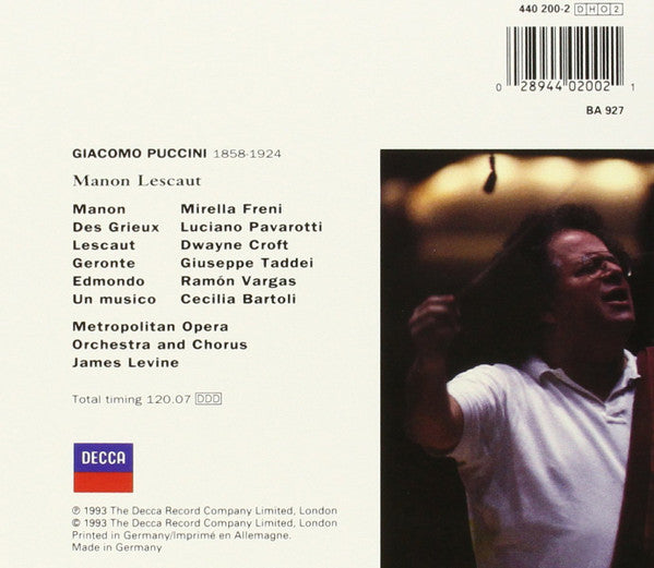 Puccini* - Freni* · Pavarotti* · Croft* · Taddei* · Vargas* · Bartoli* · Metropolitan Opera Orchestra* & Chorus* · James Levine (2) : Manon Lescaut (2xCD, Album + Box, Sli)