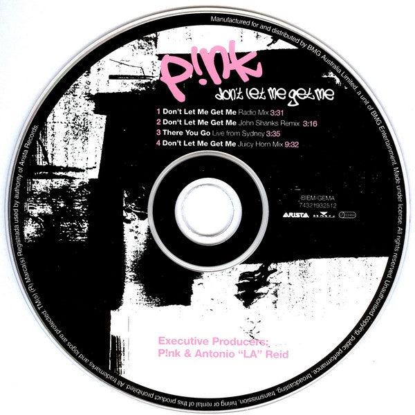 P!nk : Don't Let Me Get Me (CD, Single)