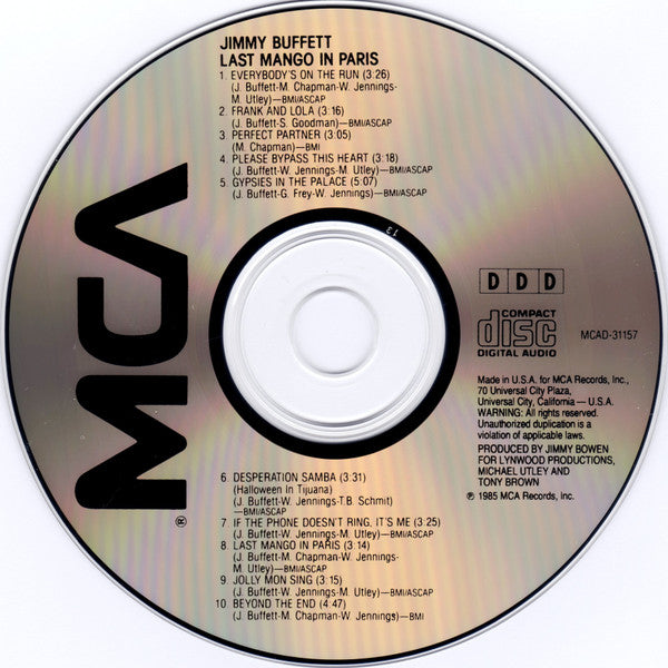 Jimmy Buffett : Last Mango In Paris (CD, Album, RE)