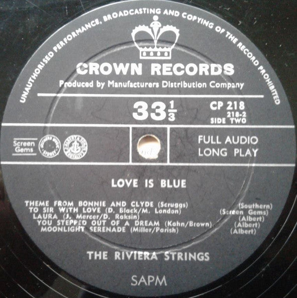 The Riviera Strings : Love Is Blue (LP, Album)