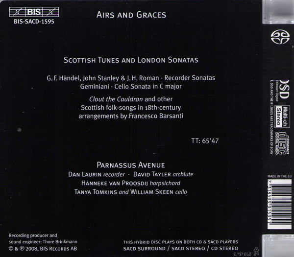 G.F.Händel*, John Stanley (2), Johan Helmich Roman, Parnassus Avenue : Airs And Graces - Scottish Tunes And London Sonatas (SACD, Hybrid, Multichannel)