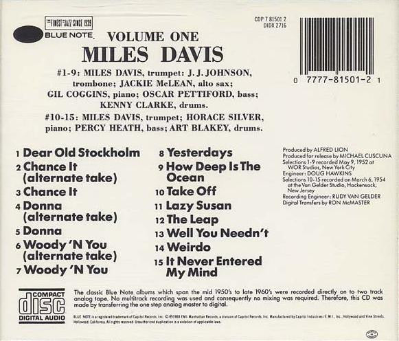 Miles Davis : Volume 1 (CD, Comp, RE, Cap)