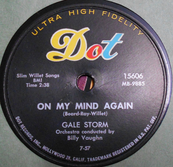Gale Storm : Love By The Jukebox Light / On My Mind Again (Shellac, 10")