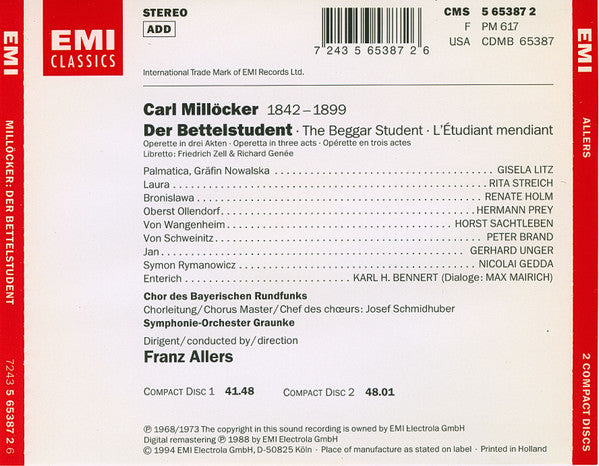 Carl Millöcker / Franz Allers : Der Bettelstudent (2xCD, Album)