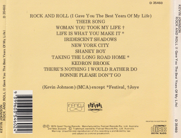 Kevin Johnson (5) : Rock & Roll (I Gave You The Best Years Of My Life) (CD, Album, RE)