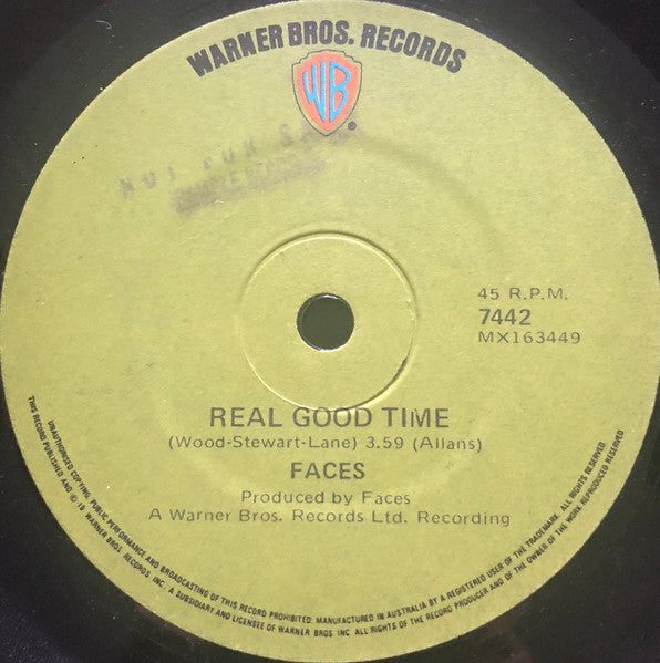 Faces (3) : Real Good Time (7", Single)