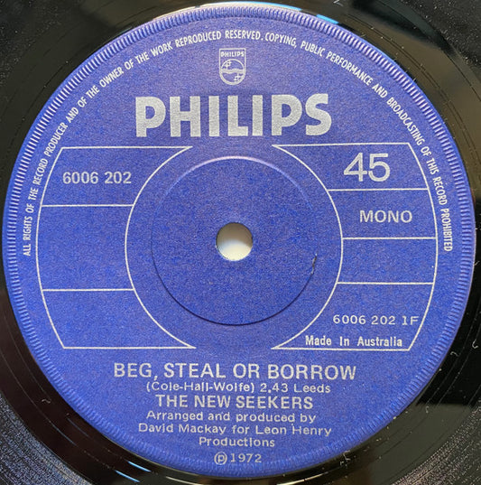 The New Seekers : Beg, Steal Or Borrow (7", Single)
