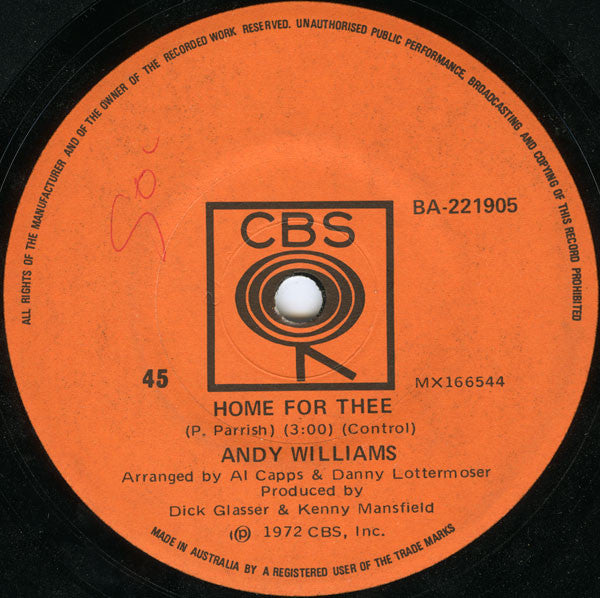 Andy Williams : Love Theme From "The Godfather" (Speak Softly Love) (7", Single)