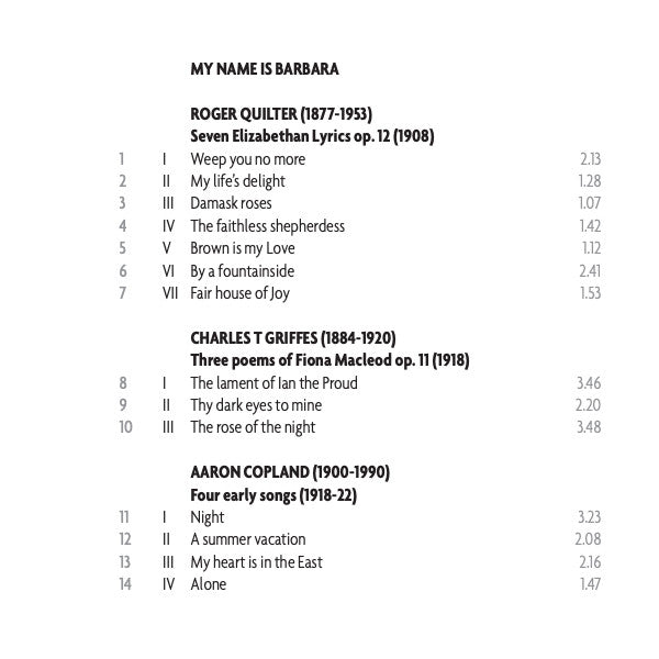Barbara Bonney, Malcolm Martineau, Samuel Barber, Leonard Bernstein, Benjamin Britten, Aaron Copland, Charles Griffes, Roger Quilter : My Name Is Barbara (CD)