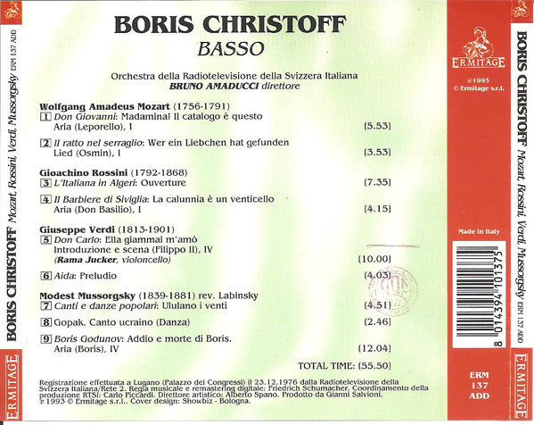Boris Christoff / Wolfgang Amadeus Mozart / Gioacchino Rossini / Giuseppe Verdi / Modest Mussorgsky : Recital (CD, Album, RM)