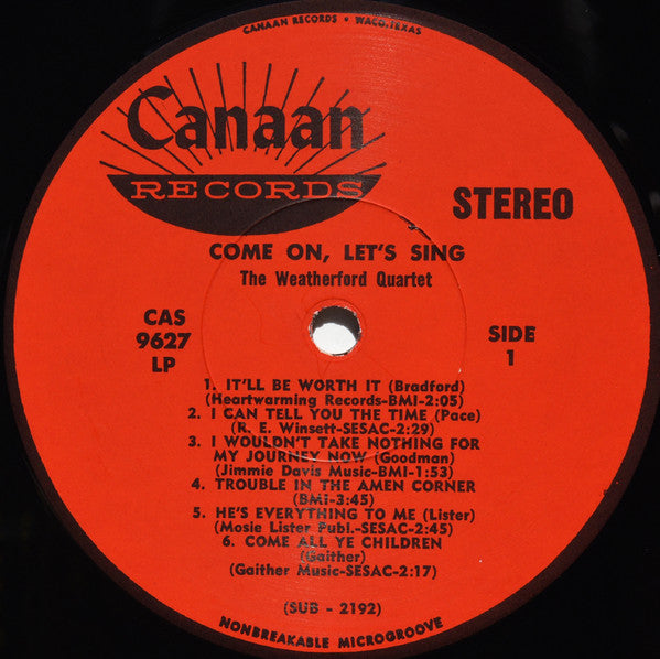 The Weatherford Quartet* : Come On, Let's Sing! (LP, Album)