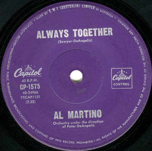 Al Martino : Always Together (7", Single)
