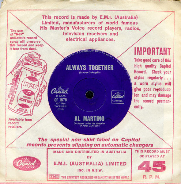 Al Martino : Always Together (7", Single)