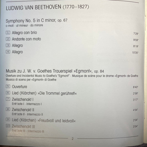 Beethoven*, New York Philharmonic Orchestra*, Masur*, Sylvia McNair, Will Quadflieg : Symphony No. 5 / Egmont (CD, RE)