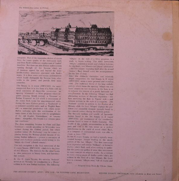 Bach*, Rampal*, Robert Veyron-Lacroix : Flute Sonatas, Vol. II (LP, Album, Mono, Club, Gat)