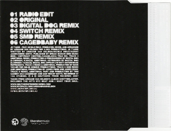 Armand Van Helden : Je T'Aime (CD, Single)
