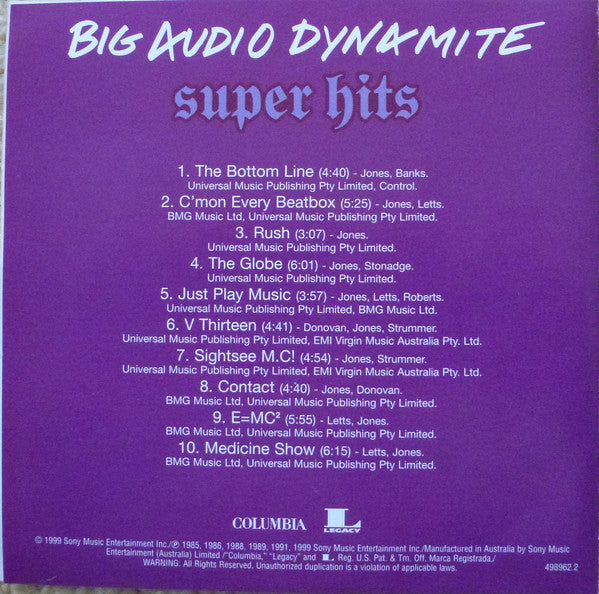 Big Audio Dynamite : Super Hits (CD, Comp)