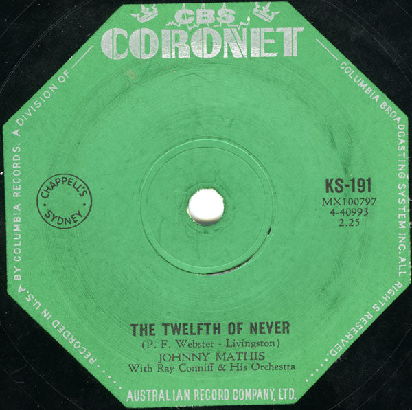Johnny Mathis With Ray Conniff & His Orchestra : Chances Are (7", Single)